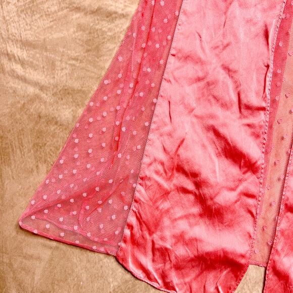 Victoria's Secret Vintage Pink Babydoll Open Front Lingerie Top Sheer Mesh Satin - Picture 6 of 7